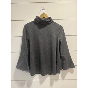 Anthropologie Postmark Liz Bell Sleeve Gray Metallic Turtleneck XS